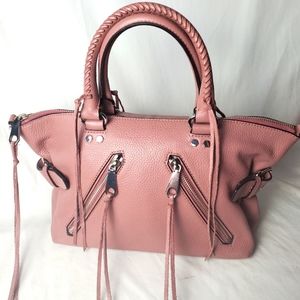 Rebecca Minkoff Leather Micro Moto Satchel Bag Rose Pink